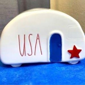 Rae Dunn patriotic ceramic USA camper decor